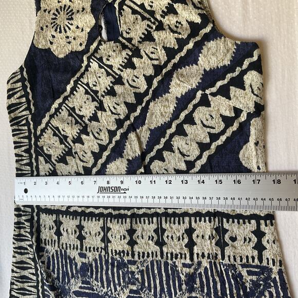 VINTAGE Hilo Hattie Women Dress 10 Navy Geometric Shift Sleeveless Knee Length - Picture 6 of 9